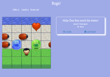 Arcade game clone application picture: Bugs and char boy.