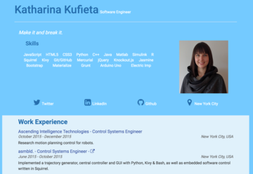 Resume picture: Screenshot of my online resume.